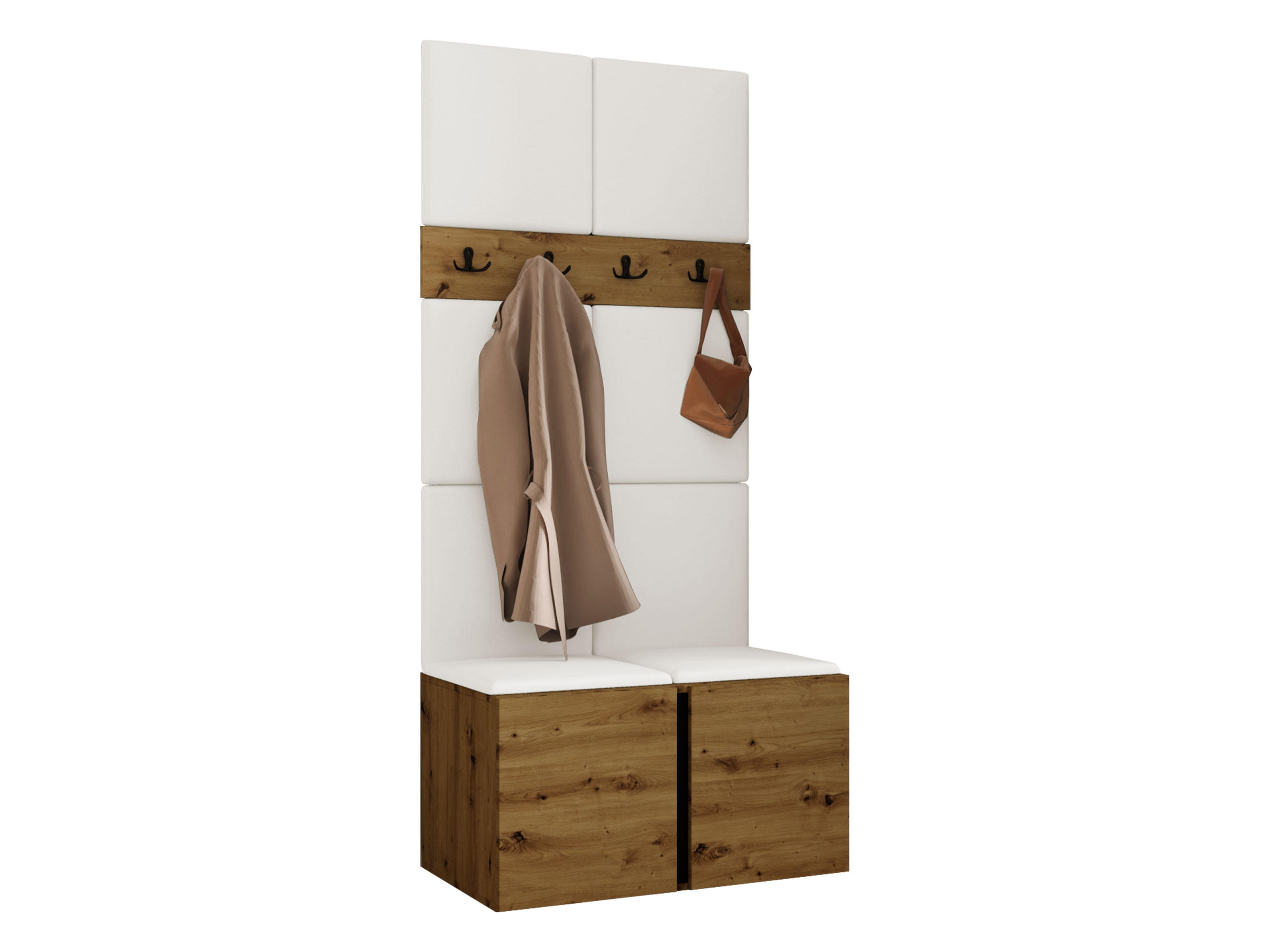 GARDEROBEN-SET Orion IV - Eiche Artisan/Weiß, Holzwerkstoff/Kunststoff (84/186/46cm) - MIRJAN24