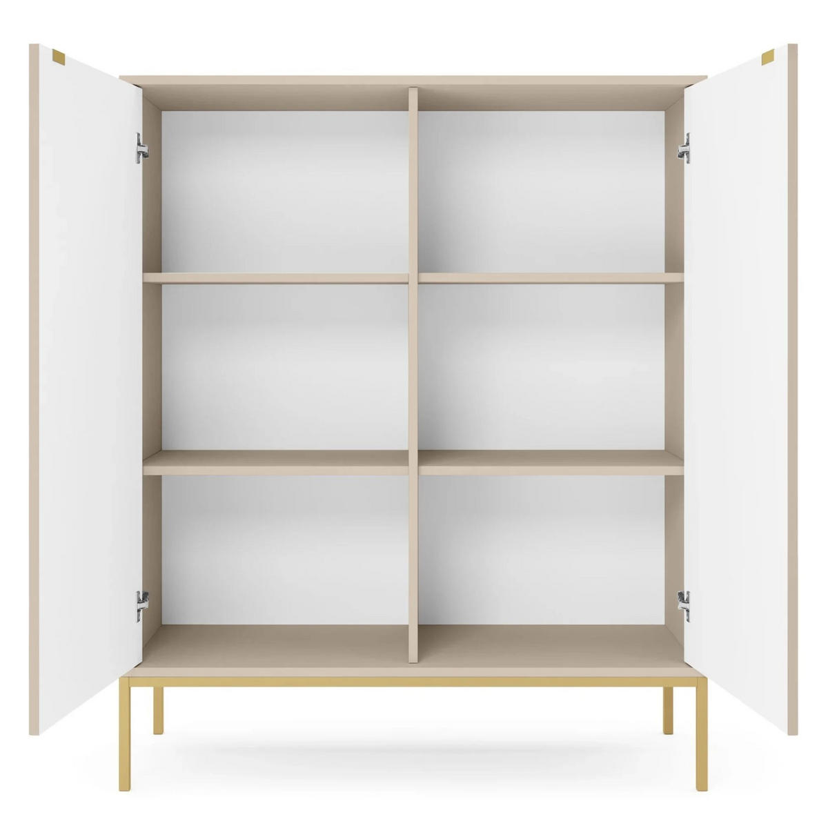 VELLORE Highboard - Beige/Goldfarben, Holzwerkstoff/Metall (104/125/39cm) - Selsey
