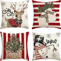 KISSENBEZUG – Weihnachtskissenbezug (Kissenfüllung nicht enthalten) – 45 x 45 cm – Rot(vier Stück) - Rot, Textil (45/45cm)