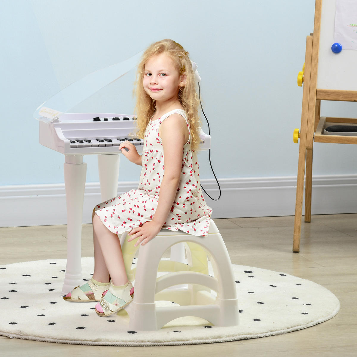 KINDERPIANO DE-18645 32 Tasten mit Mikrofon & LED Weiß - Weiß, Kunststoff (30.5/60.4/37cm) - ComfortXL