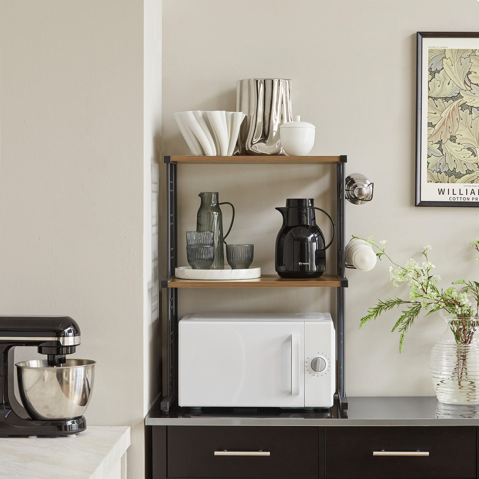 Thumbnail - SoBuy Mikrowellenhalter, Natur, Holzwerkstoff, 60x72x36 cm, Küchen, Küchenmöbel, Küchenregale