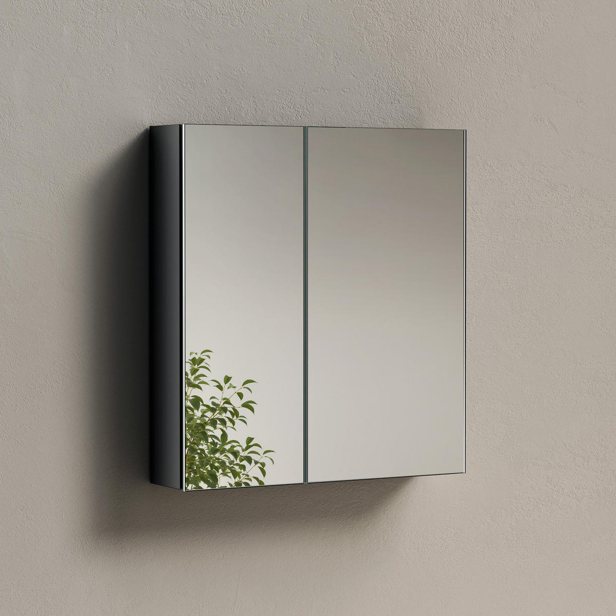 SPIEGELSCHRANK Schwarz 65/60/14,5 - Schwarz, Metall (60/65/14.5cm) - EMKE