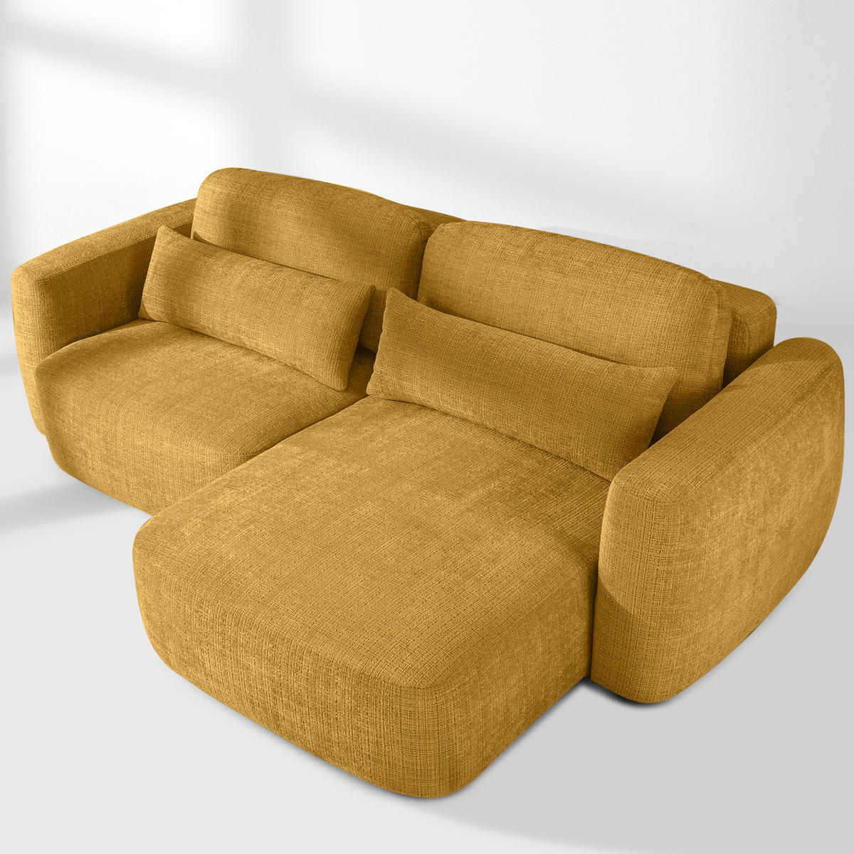 ECKSOFA rechts ELOSA - Gelb, Holz/Textil (245/165cm) - KONSIMO®