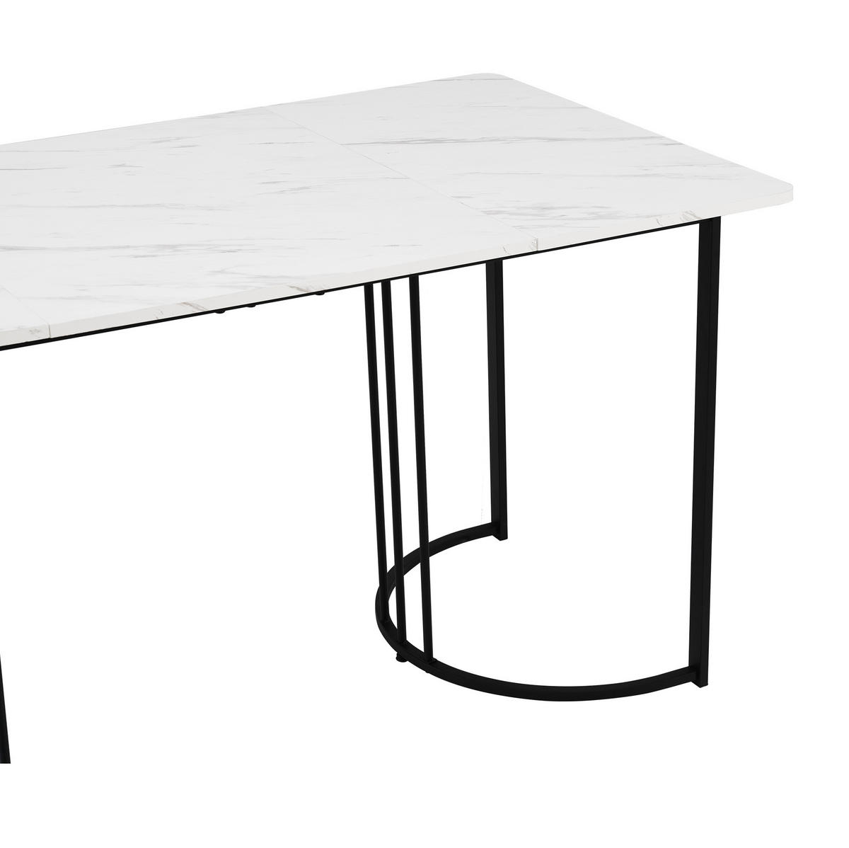 ESSTISCH rechteckig 140x80 cm MDF Metallgestell Weiß - Weiß, Metall (140/80/75cm) - Meubliv
