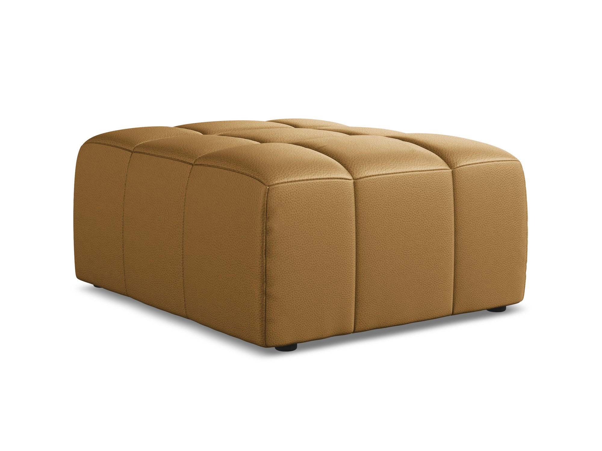 POUF Kunstleder Braun - Cognac/Schwarz, Holzwerkstoff/Kunststoff (75/41/90cm) - Makamii