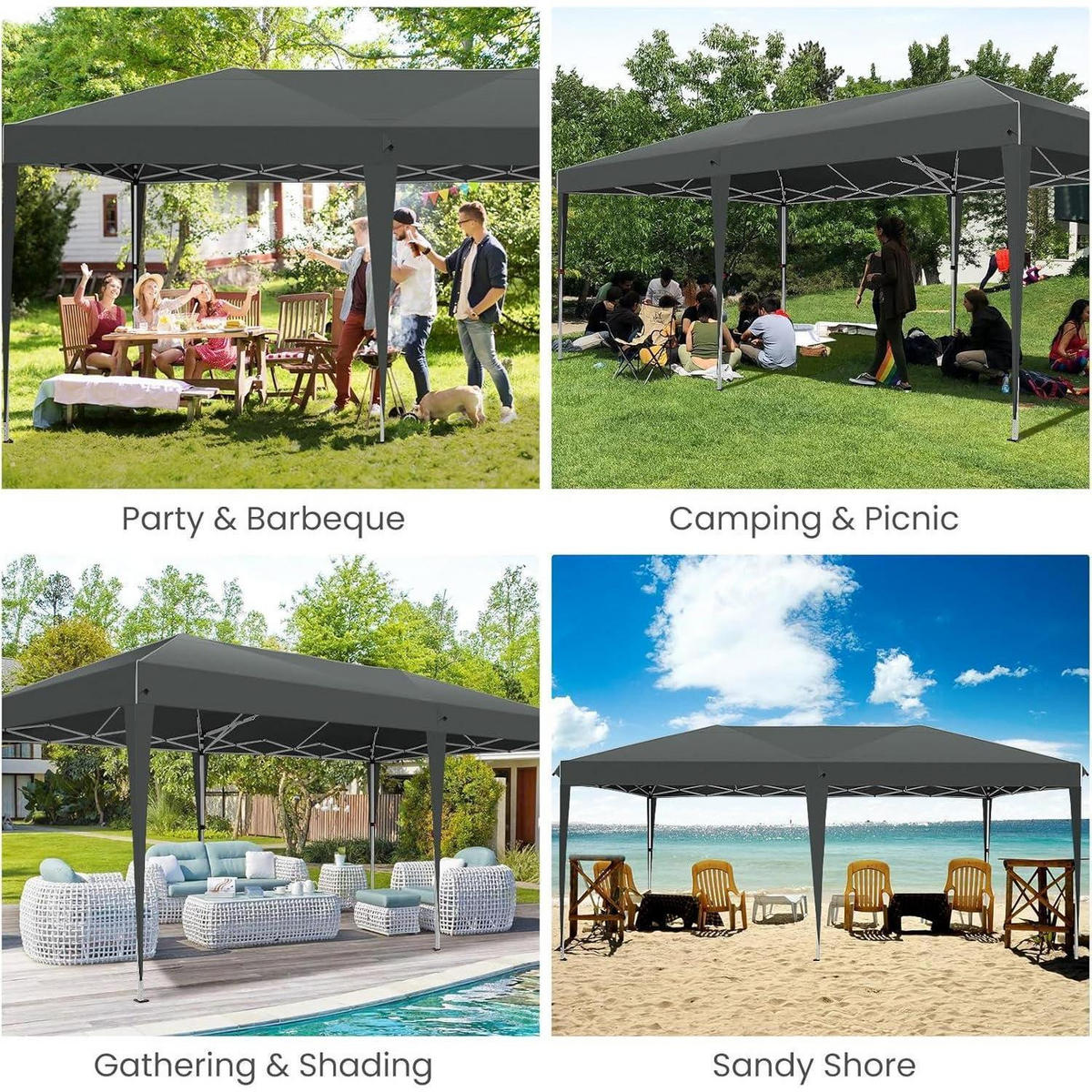FALTPAVILLON 3x6m Nebliges Grau mit Seitenwänden - Grau, Metall (22/42/118cm)