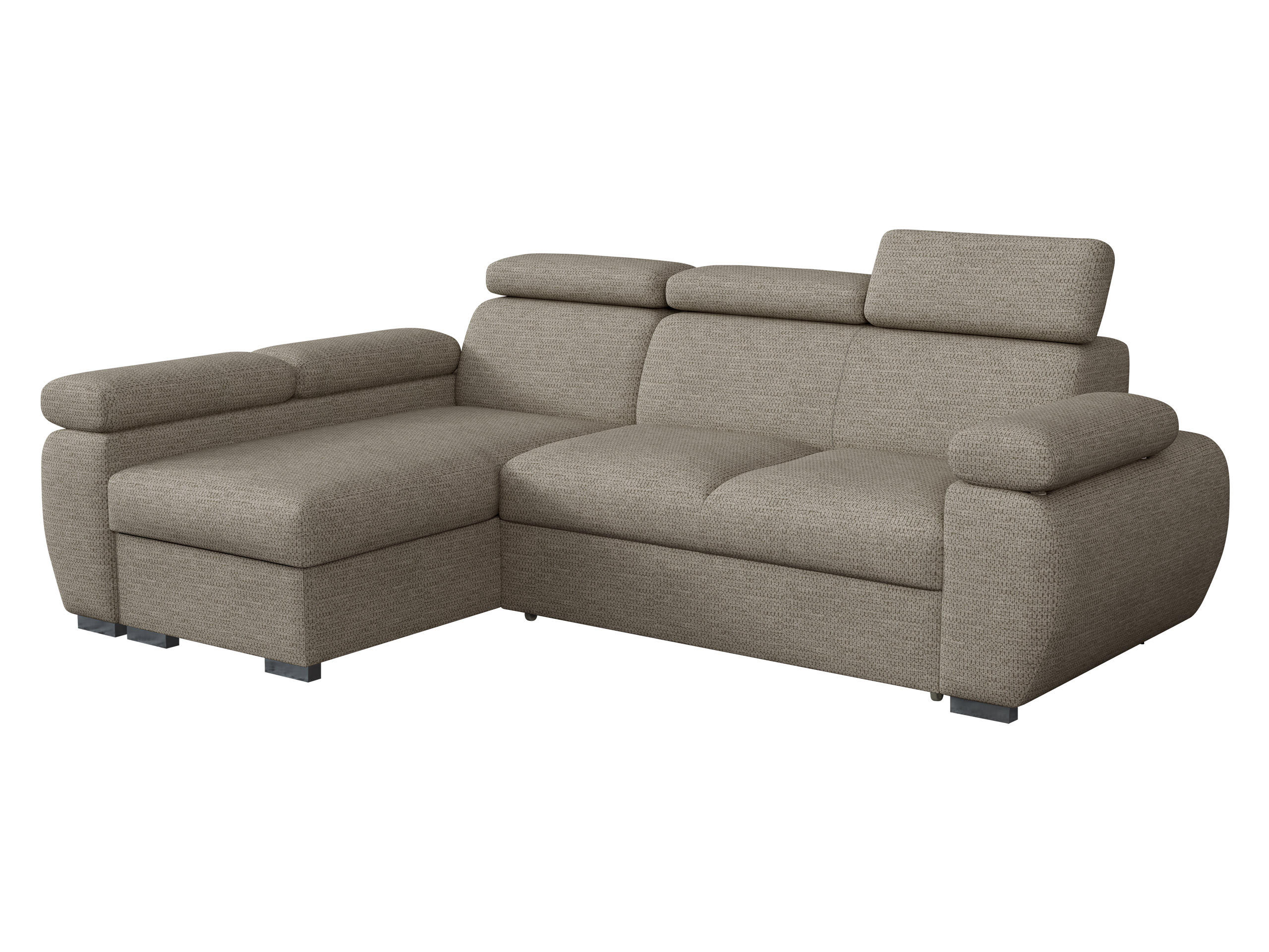 ECKSOFA Boston Mini, Seite: Links - LC+2R - Chromfarben/Hellbraun, Holz/Textil (255/170cm) - MIRJAN24