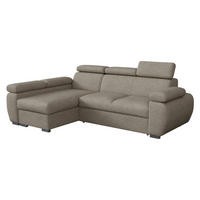 ECKSOFA Boston Mini, Seite: Links - LC+2R - Chromfarben/Hellbraun, Holz/Textil (255/170cm) - MIRJAN24