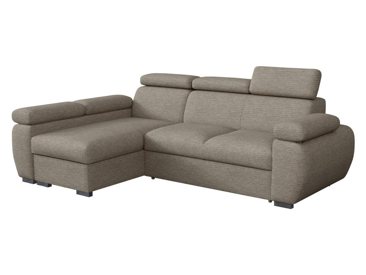 ECKSOFA Boston Mini, Seite: Links - LC+2R - Chromfarben/Hellbraun, Holz/Textil (255/170cm) - MIRJAN24