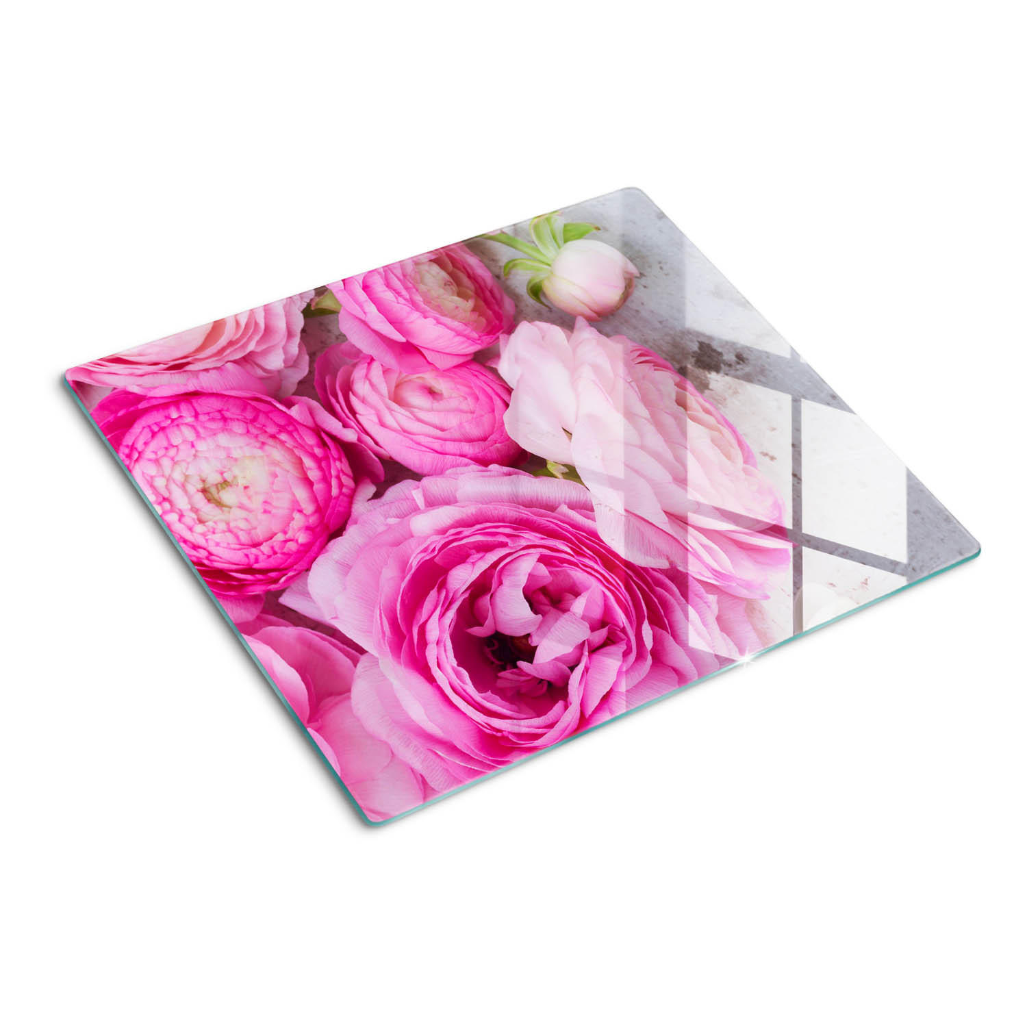 GLASPLATTE 60x52 cm Wildrosen - Pink, Glas (60/0.4/52cm) - TULUP