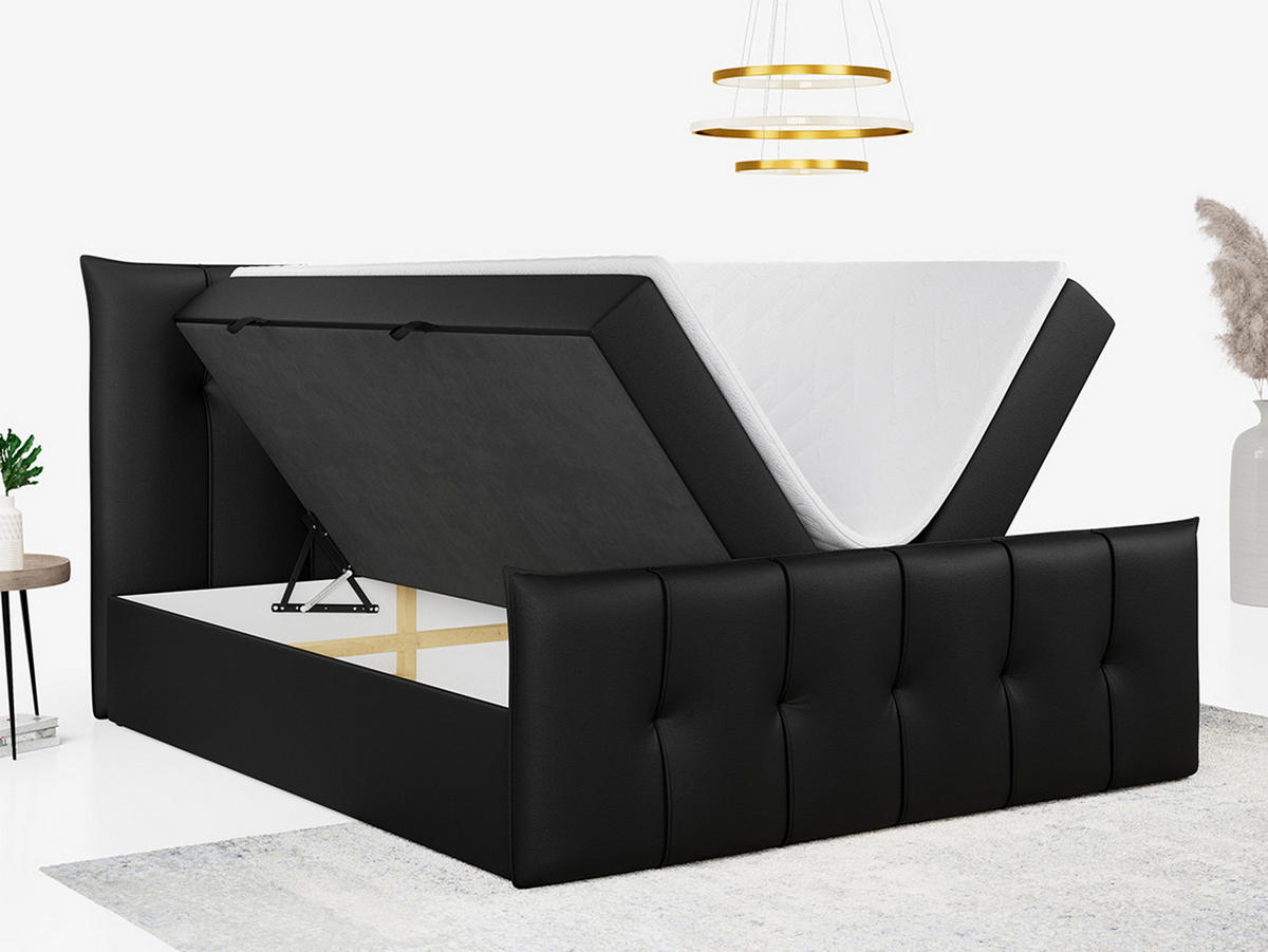 BOXBETT PREMIUM 11 180/200 Schwarz Kunstleder - H4 - Schwarz, Holz/Textil (180/200cm) - MKS