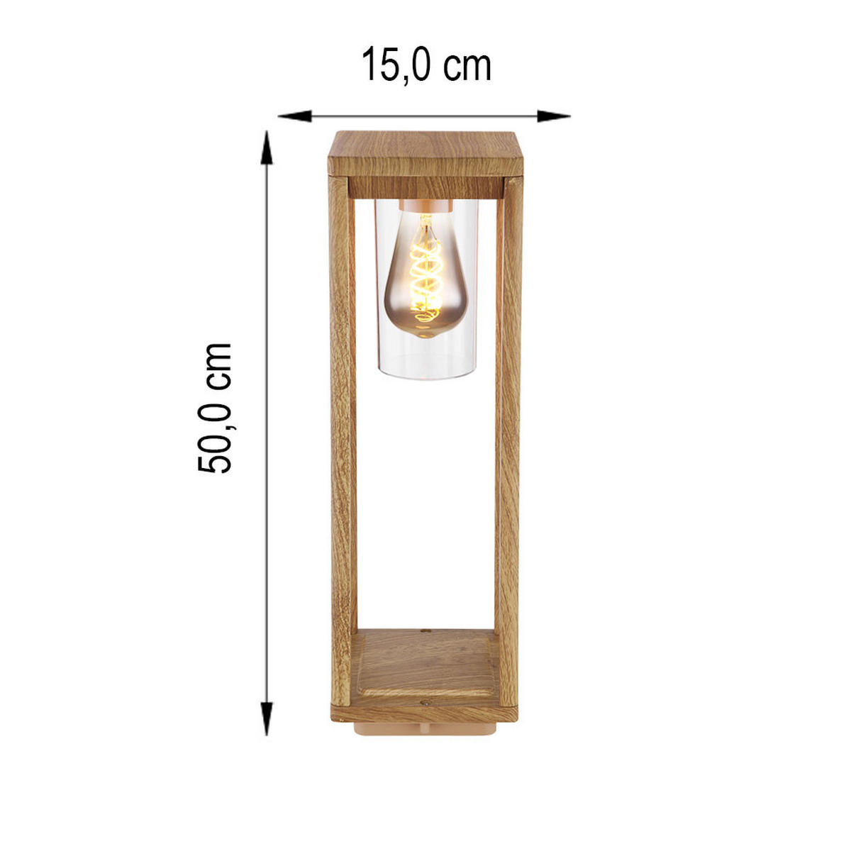 LED SOCKELLEUCHTE Aluminium Holzoptik Braun - Braun, Metall (15/15/50cm) - Globo Lighting