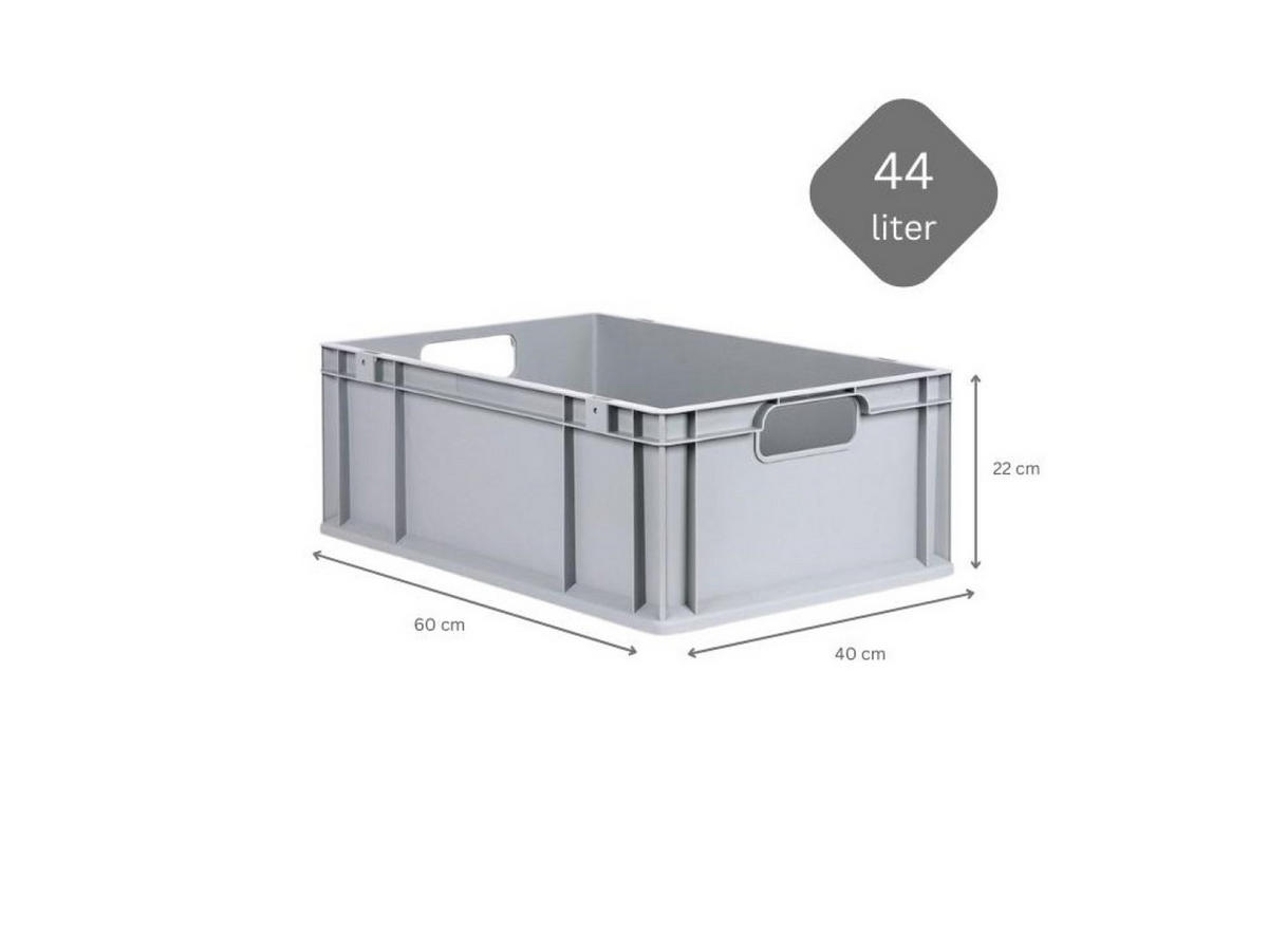 EUROBOX 5x Nextgen Economy Griffe Offen 22x40x60cm 44 Liter - Grau, Kunststoff (40/22/60cm) - PROREGAL