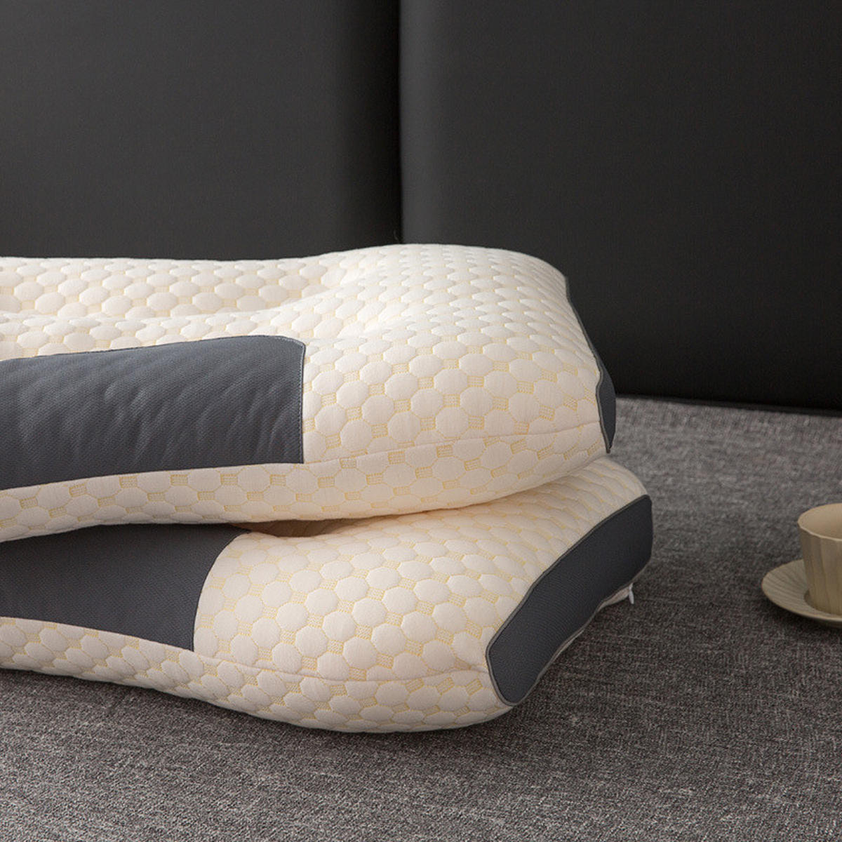KOPFKISSEN Memoryschaum orthopädisch-48*74*8-weiß - Weiß, Textil (48/74cm)