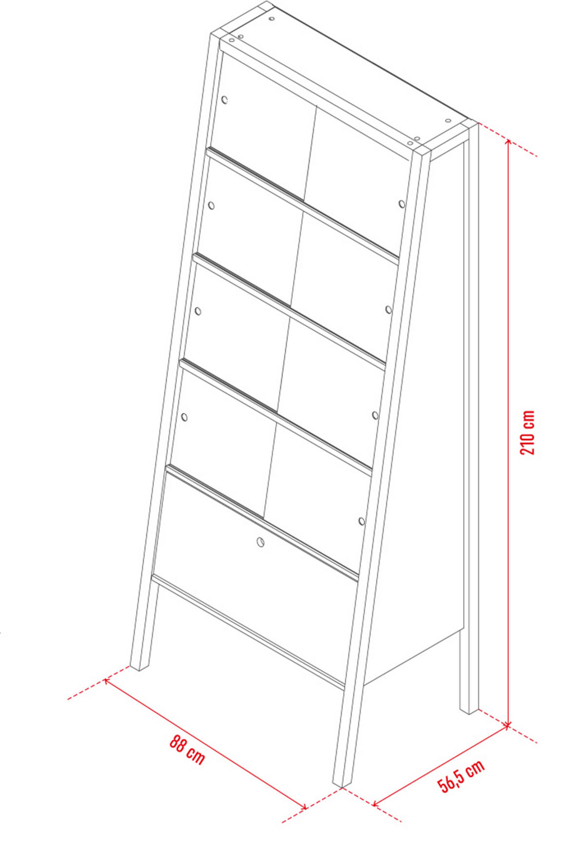 VITRINE SPOT - Weiß, Holzwerkstoff (88/210/56.5cm)