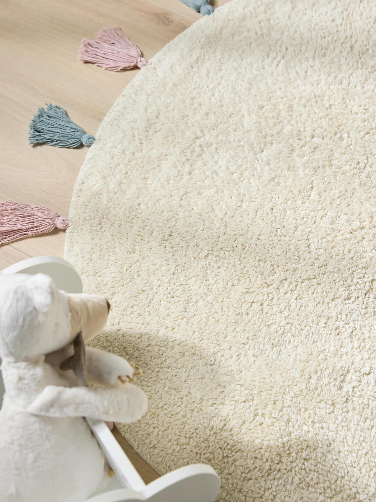 KINDERTEPPICH Malu waschbar Cream ø 100 cm rund - Creme, Naturmaterialien/Textil (100/100cm) - benuta