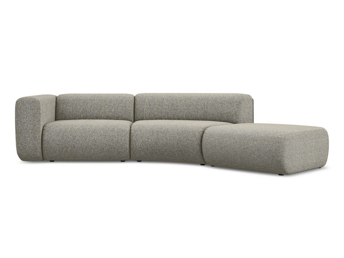 4-SITZER-SOFA Strukturstoff Stoff Beige - Beige/Schwarz, Kunststoff/Textil (335/70/166cm) - Makamii