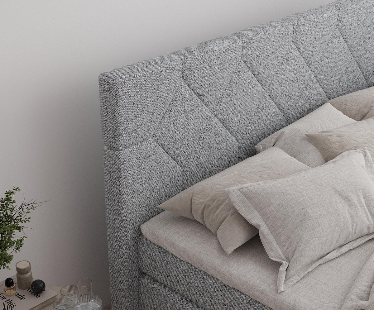BOXSPRINGBETT Toma Grau 200/200 cm - Schwarz/Grau, Holz/Holzwerkstoff (200/200cm) - Maison de Reve