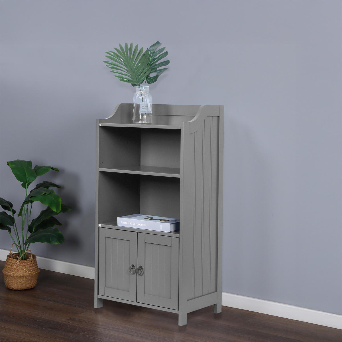 BADEZIMMERSCHRANK - Grau, Holzwerkstoff/Metall (40.5/86/36cm) - Relaxdays