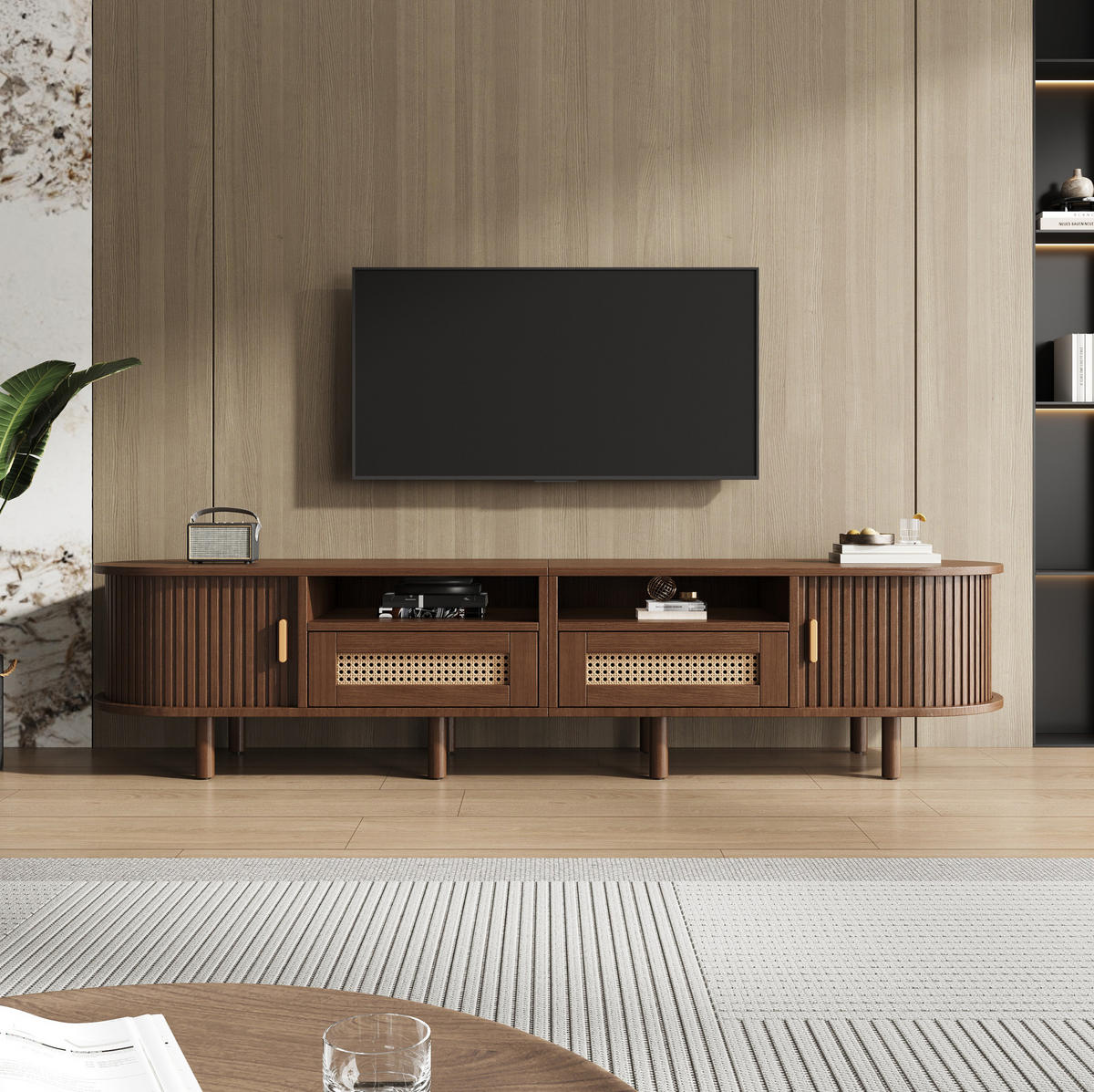 LOWBOARD 170/40/40 cm Dunkle Eiche aus MDF, Metall und Holz mit 2 Schubladen und 2 Schiebetüren - Braun, Holzwerkstoff (40/40/170cm) - OKMYHOME