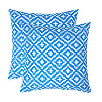 OUTDOOR-KISSEN ZOE 2er-Set 45/45 cm – blau gemustert - Blau, Textil (45/45cm) - Homescapes