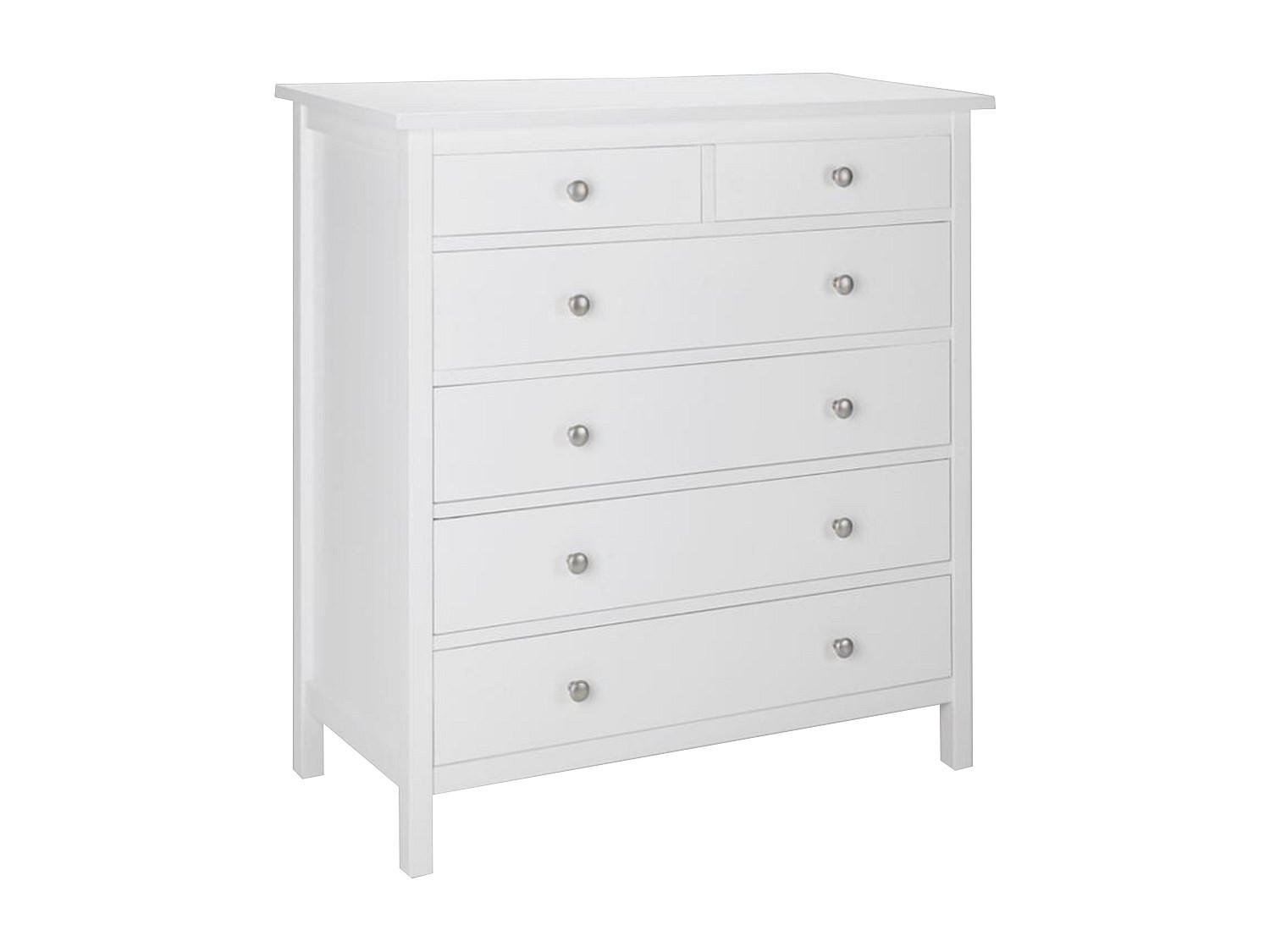 KOMMODE Landhaus mit 6 Schubladen - Stil Holz - Weiß - ALBANE - Weiß, Holz (41.5/94.7/90cm) - Vente-Unique