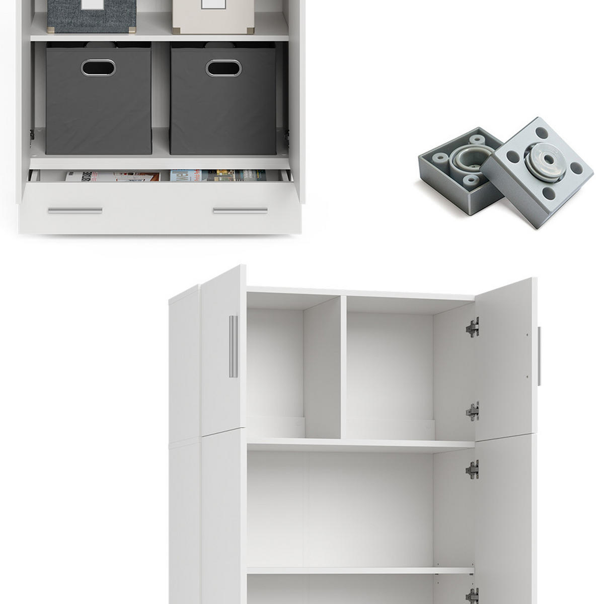 AKTENSCHRANK Frank Weiß 80 x 182.4 cm mit Schrankaufsatz und Schublade - Weiß, Holzwerkstoff (80/182.4/37cm) - Vicco