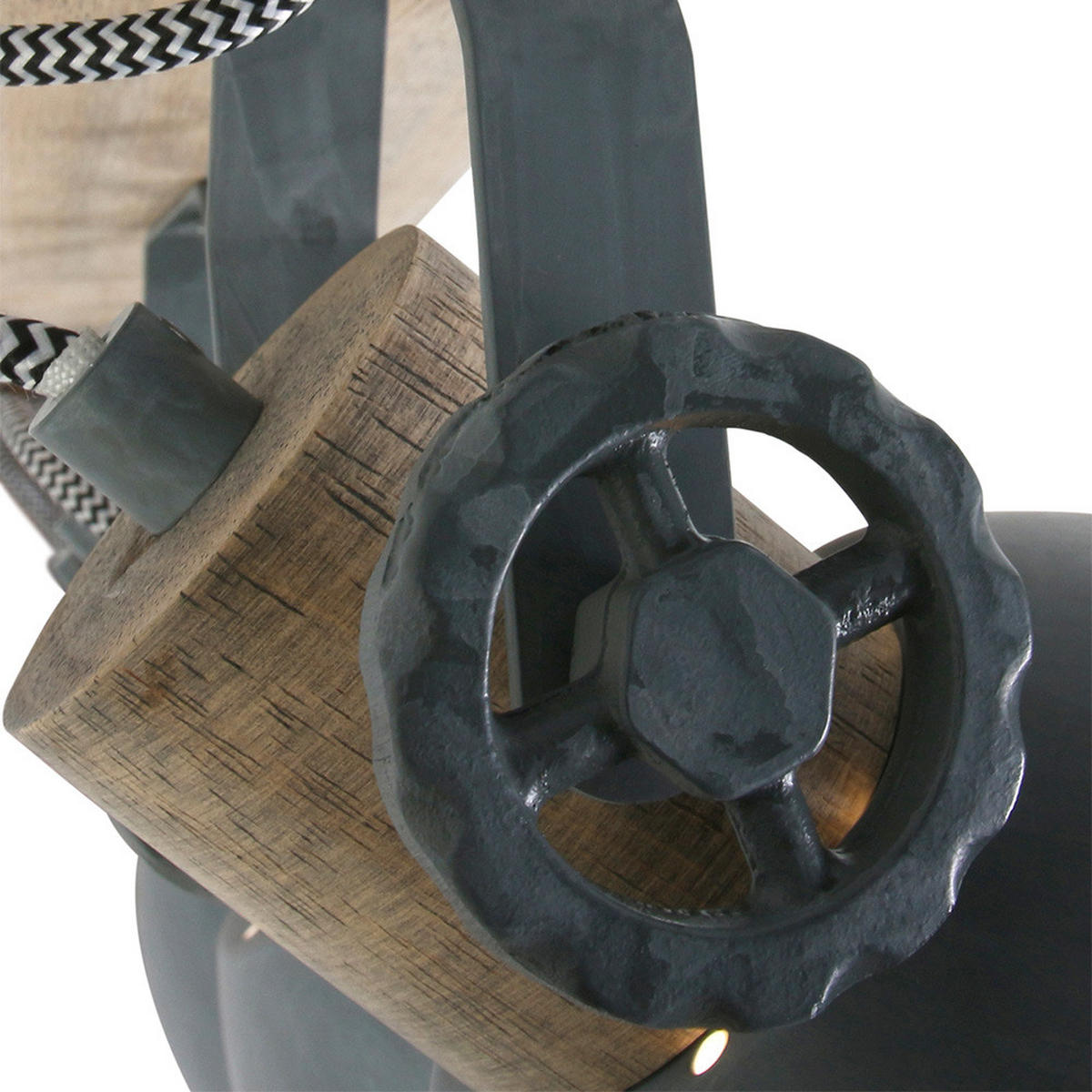 DECKENLEUCHTE Holz Grau Metall verstellbar - Grau, Holz (59/17/19cm)