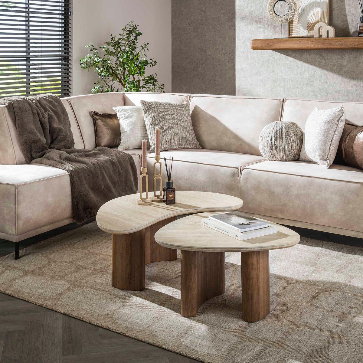 COUCHTISCH Romano Beige 44/88/36 cm 2er-Set - Beige, Keramik (44/88/36cm) - Hoyz Collection