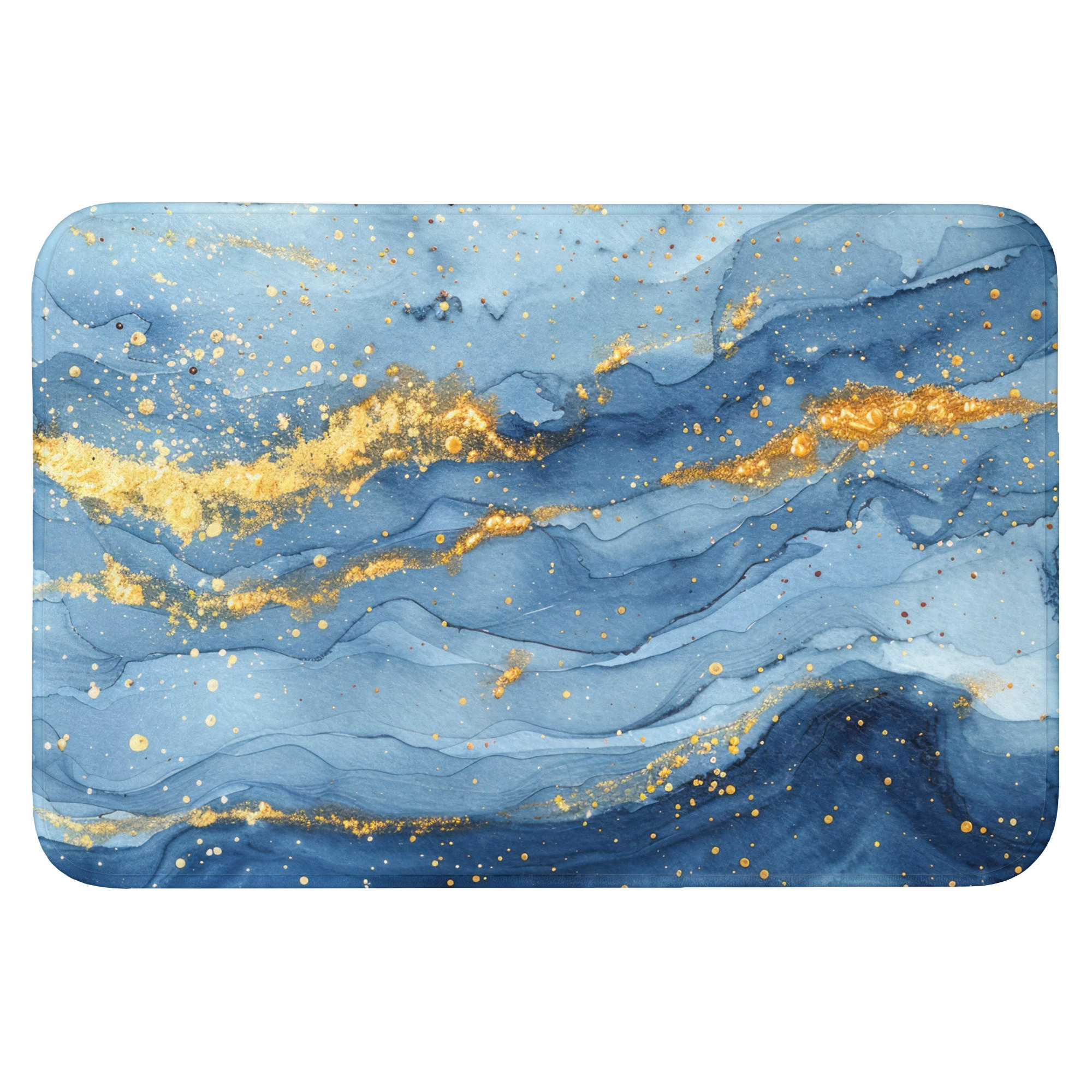 OnlyWow KOUPELNOVÁ PŘEDLOŽKA Akvarel - modrá - umění - zlatá - luxusní - moderní 90x60 cm