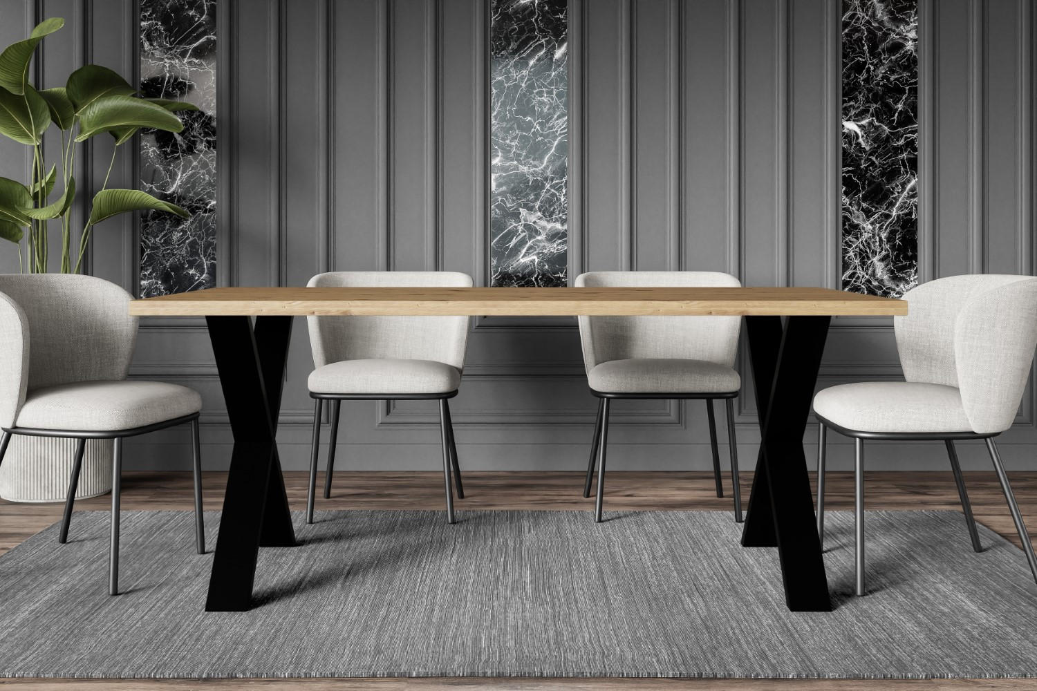 ESSTISCH 160x90x75 cm - Artisan Eiche Optik/Schwarz - KLYN X - Eichefarben, Holzwerkstoff (160/90/75cm) - ALTDECOR