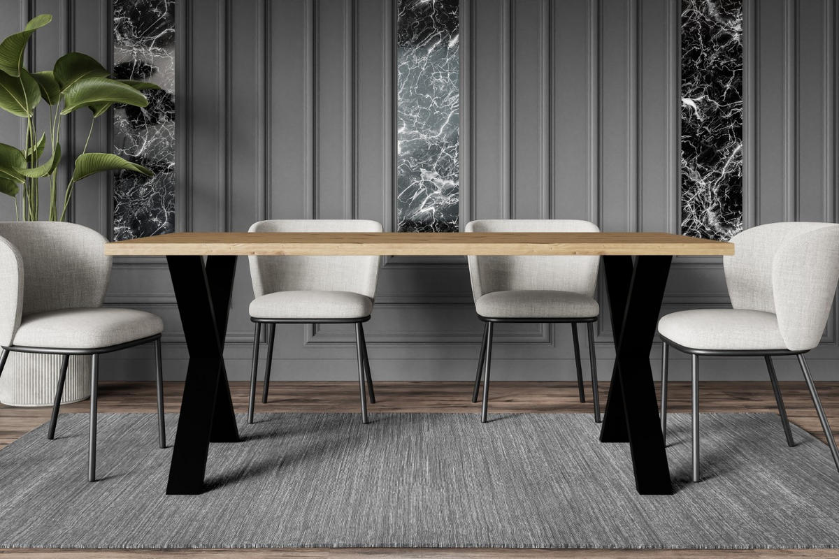 ESSTISCH 160x90x75 cm - Artisan Eiche Optik/Schwarz - KLYN X - Eichefarben, Holzwerkstoff (160/90/75cm) - ALTDECOR