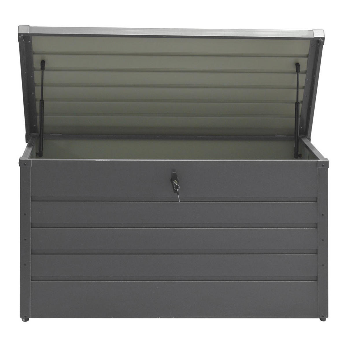 GARTENBOX Kissenbox Auflagenbox 350L aus Metall in Grau in AußenGarten abschließbar 120 x 61 x 63 cm 22 kg - Grau, Metall (120/63/61cm) - Livingandhome