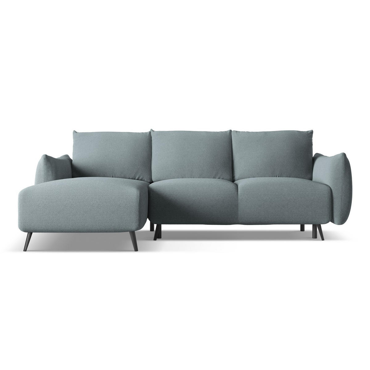 ECKSOFA mit Schlaffunktion Chenille Stoff Blau - Blau/Blaugrau, Textil/Metall (162/242cm) - LaMiaSofa