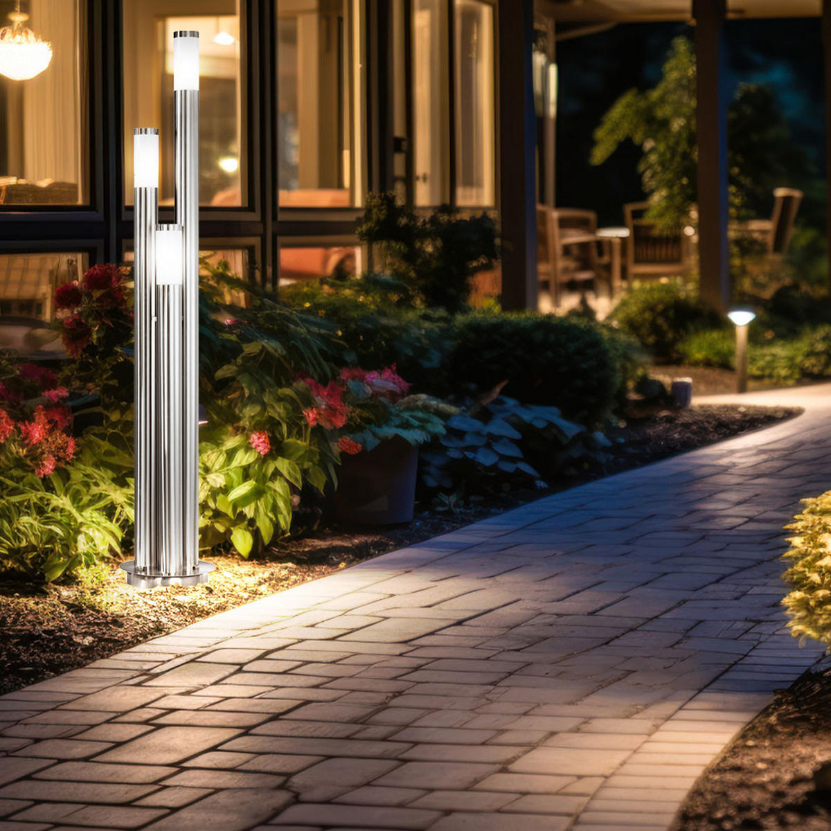 RGB LED STEHLEUCHTE Edelstahl Silber - Silberfarben, Metall (28/28/170cm) - Globo Lighting