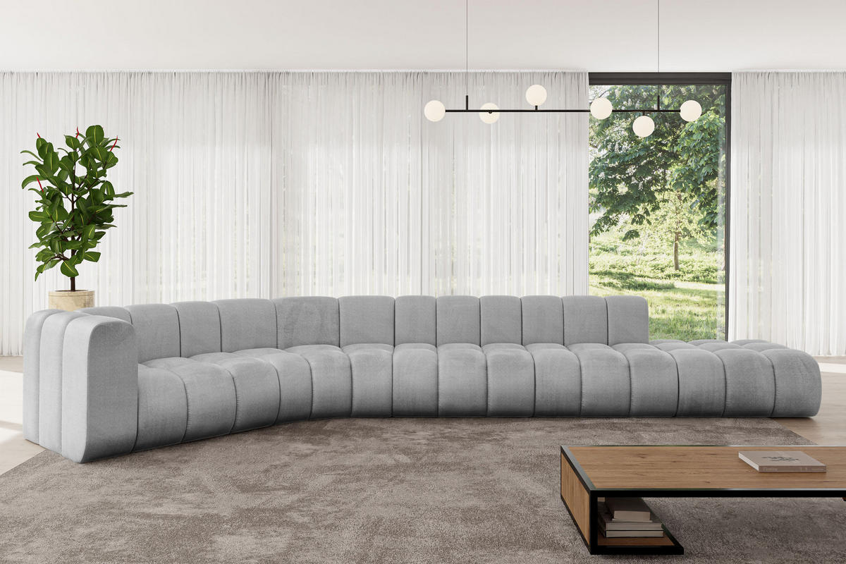 ECKSOFA modulares Sofa Tilmo-L2 - 490x194x70 cm Grau - Hellgrau, Holzwerkstoff/Textil (490/194cm) - ALTDECOR