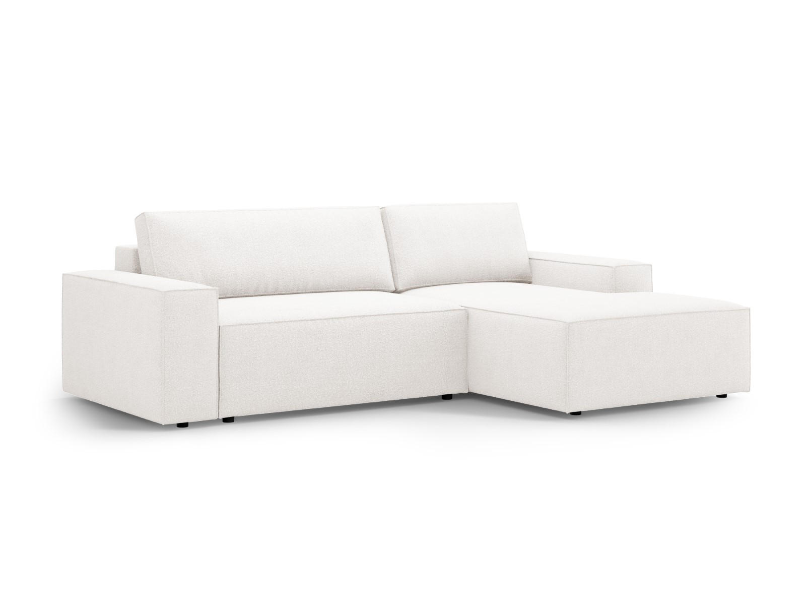 ECKSOFA ausklappbar rechts mit Container Jodie aus Boucle weiß 3 Sitzplätze - Weiß, Textil (151/246cm) - Micadoni