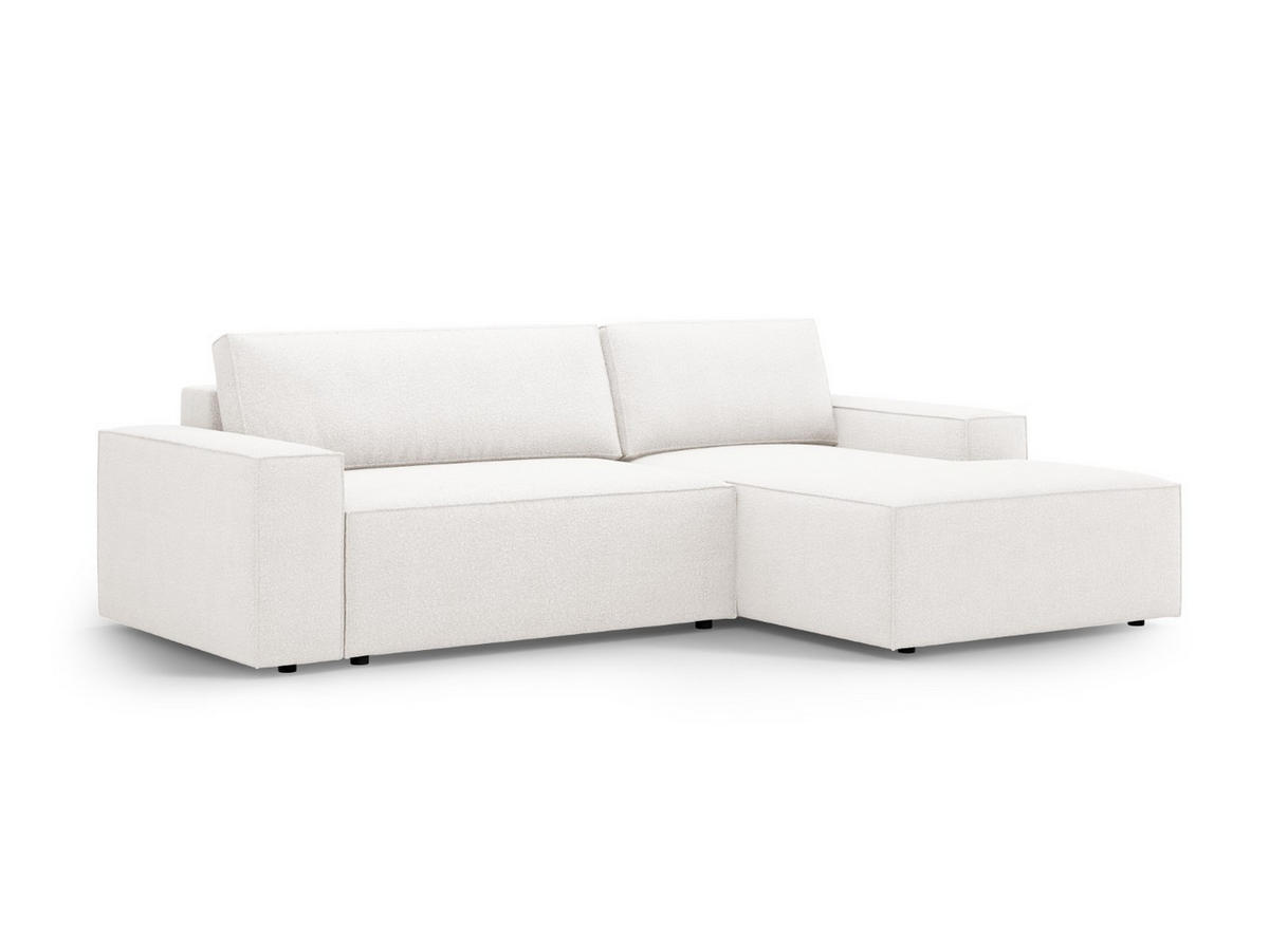 ECKSOFA ausklappbar rechts mit Container Jodie aus Boucle weiß 3 Sitzplätze - Weiß, Textil (151/246cm) - Micadoni