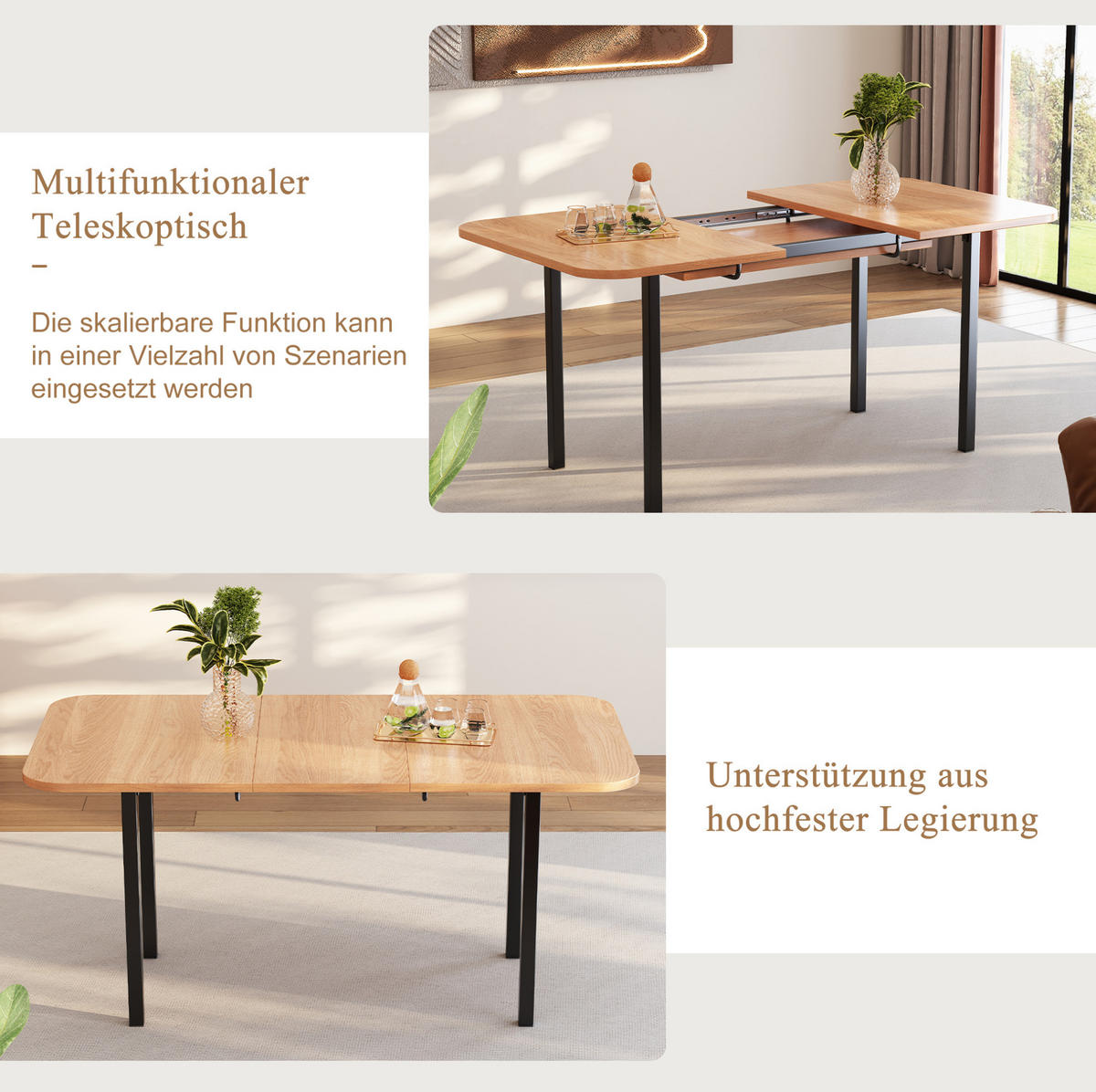 ESSTISCH 120/160 cm Naturfarbe aus MDF mit Ausziehfunktion - Eichefarben, Holzwerkstoff (160/80/75cm) - OKMYHOME