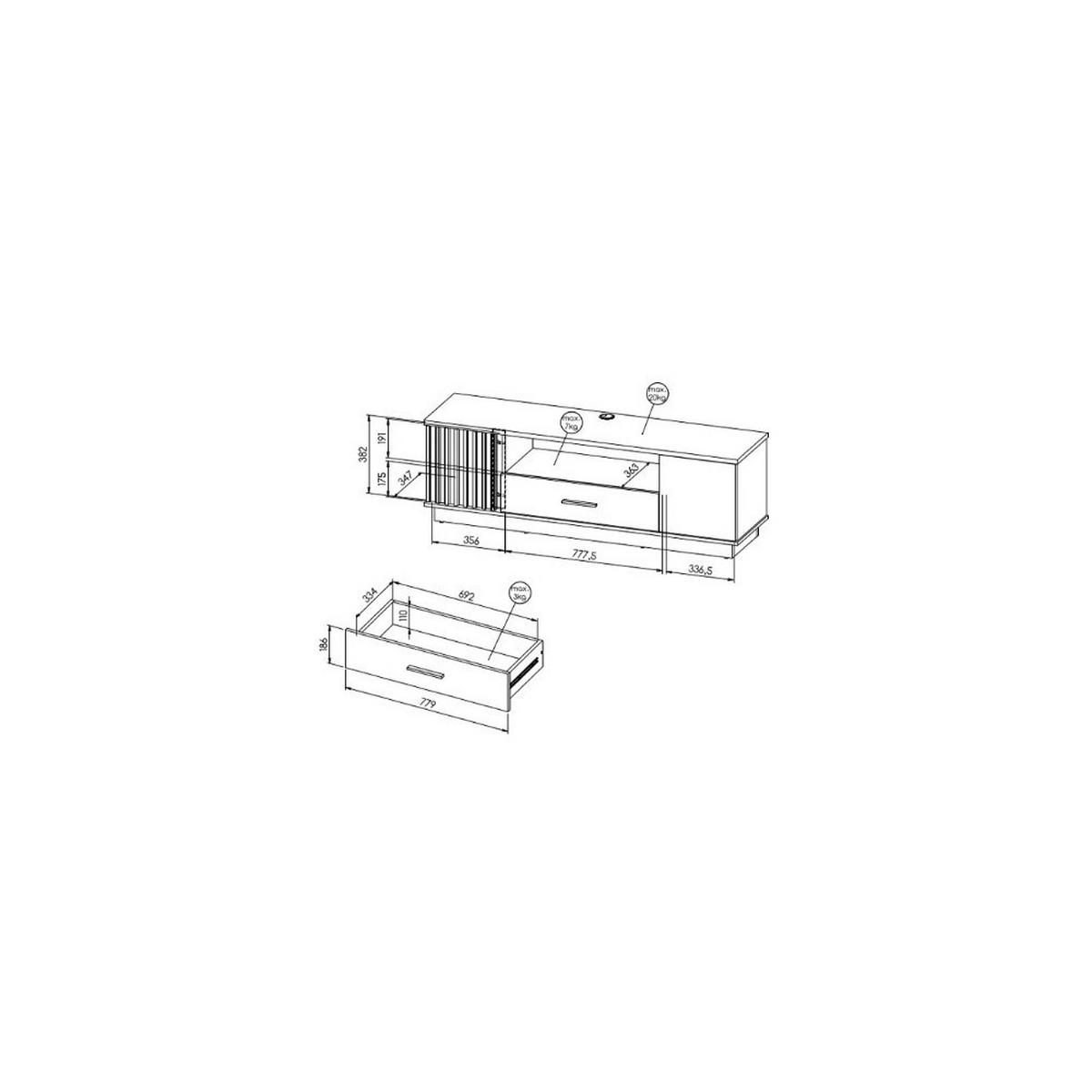 LOWBOARD KIMA 155/50,6/40 cm, Eiche Wotan - Eiche Wotan, Holzwerkstoff (155/50.6/40cm) - MASSENO
