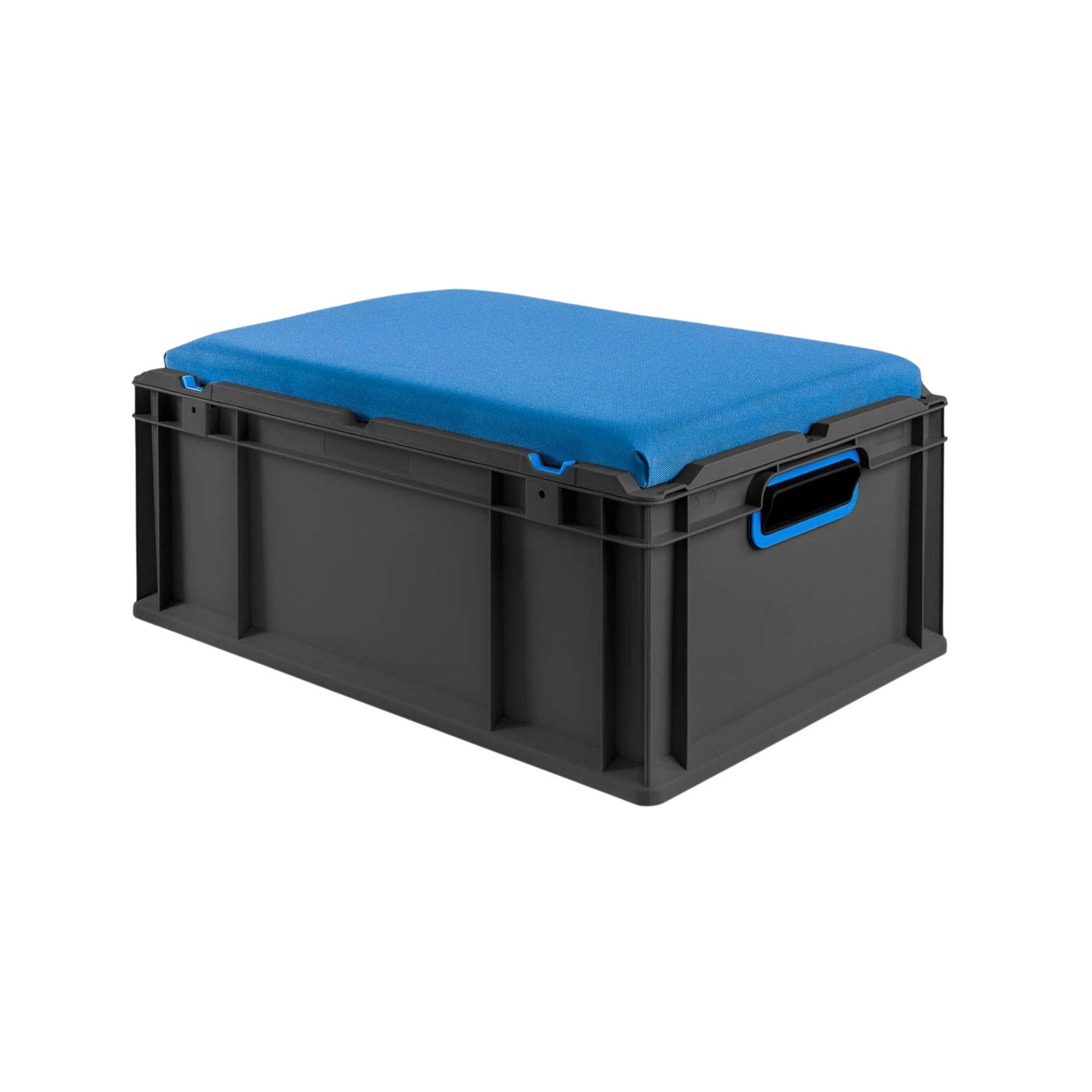 EUROBOX NextGen Seat Box Blau, HxBxT 26,5x40x60cm, 44 Liter, Griffe offen, Schwarz - Schwarz, Kunststoff (40/26.5/60cm) - PROREGAL