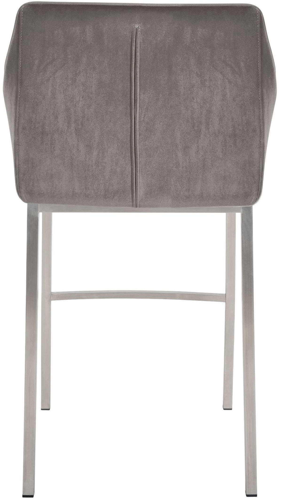 BARHOCKER 2er Set Samt Grau - Edelstahlfarben/Grau, Textil (64/110/48cm) - CLP