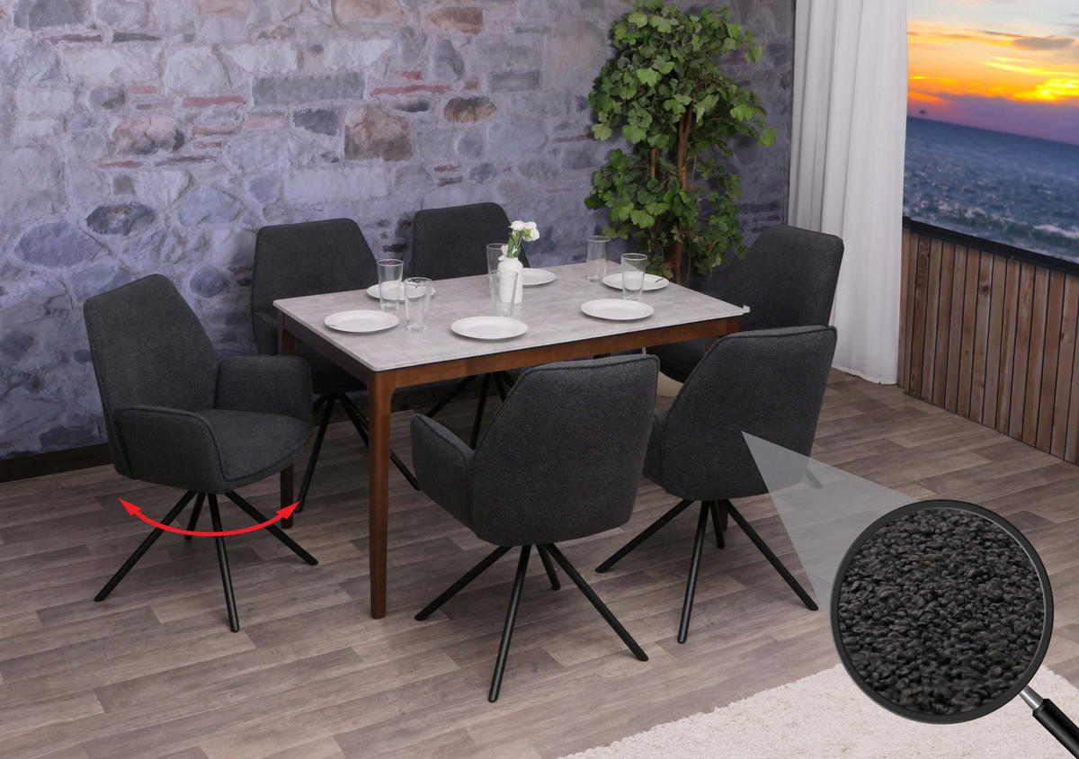 ESSZIMMERSTUHL Grau 6er-Set - Grau, Textil (60/86/60cm) - MCW