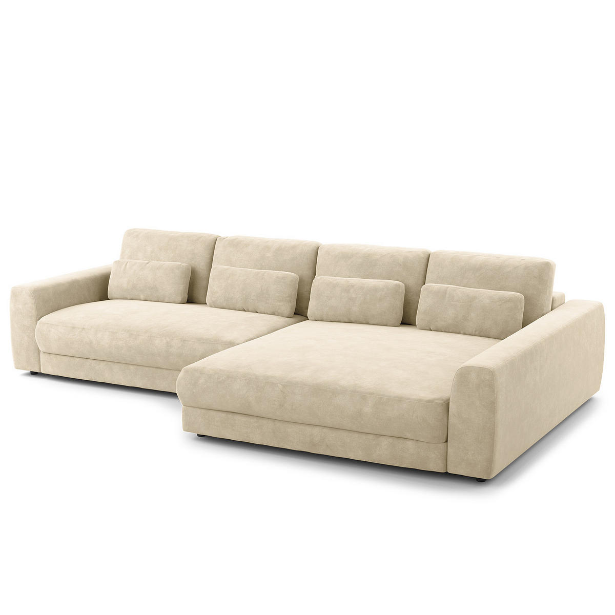 ECKSOFA mit XXL-Longchair - Schwarz/Weiß, Kunststoff/Textil (323/182cm) - home24