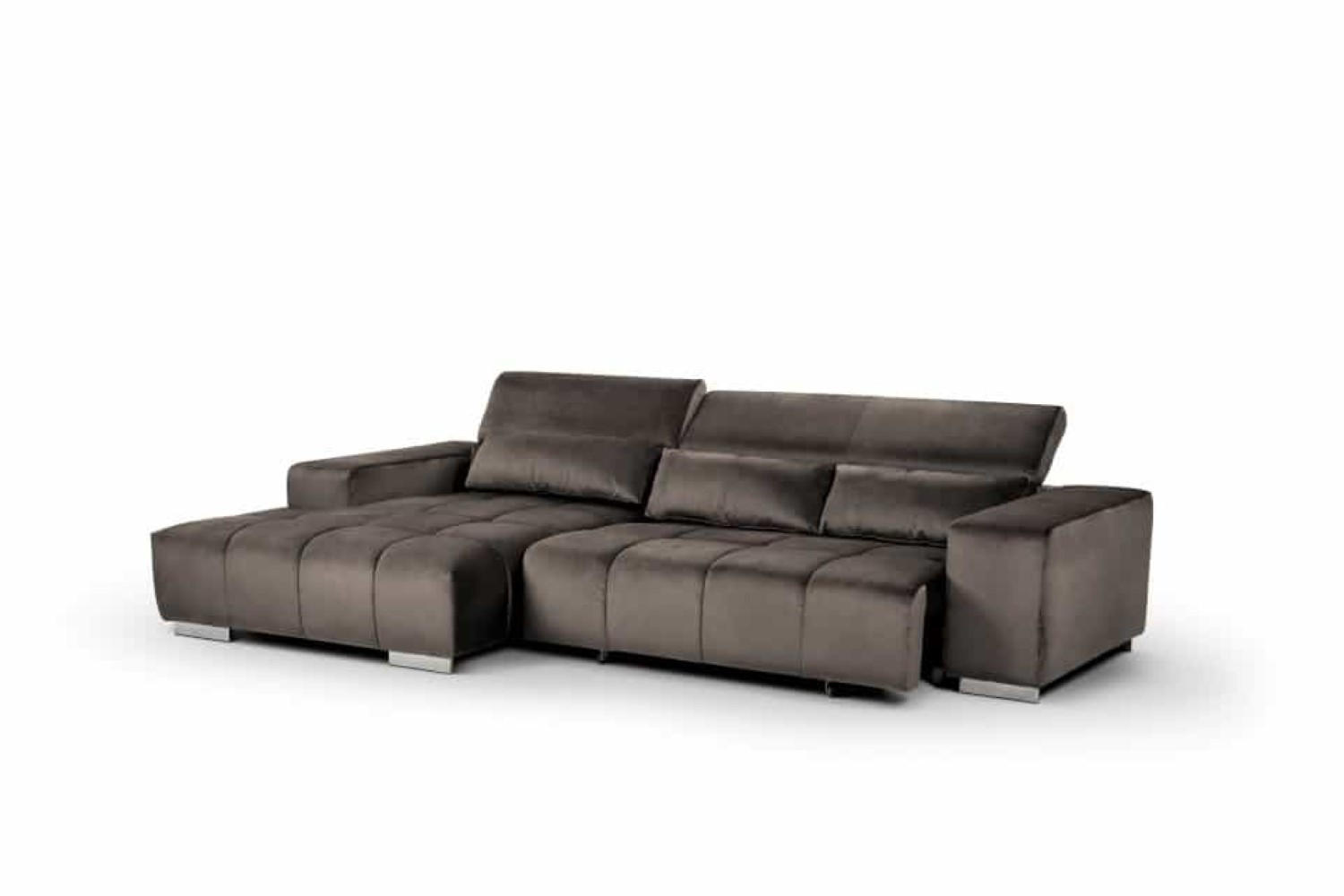 ECKSOFA mit elektrischem Sitzvorschub und verstellbaren Kopflehnen - Chromfarben/Silberfarben, Textil (307/186cm) - Cotta