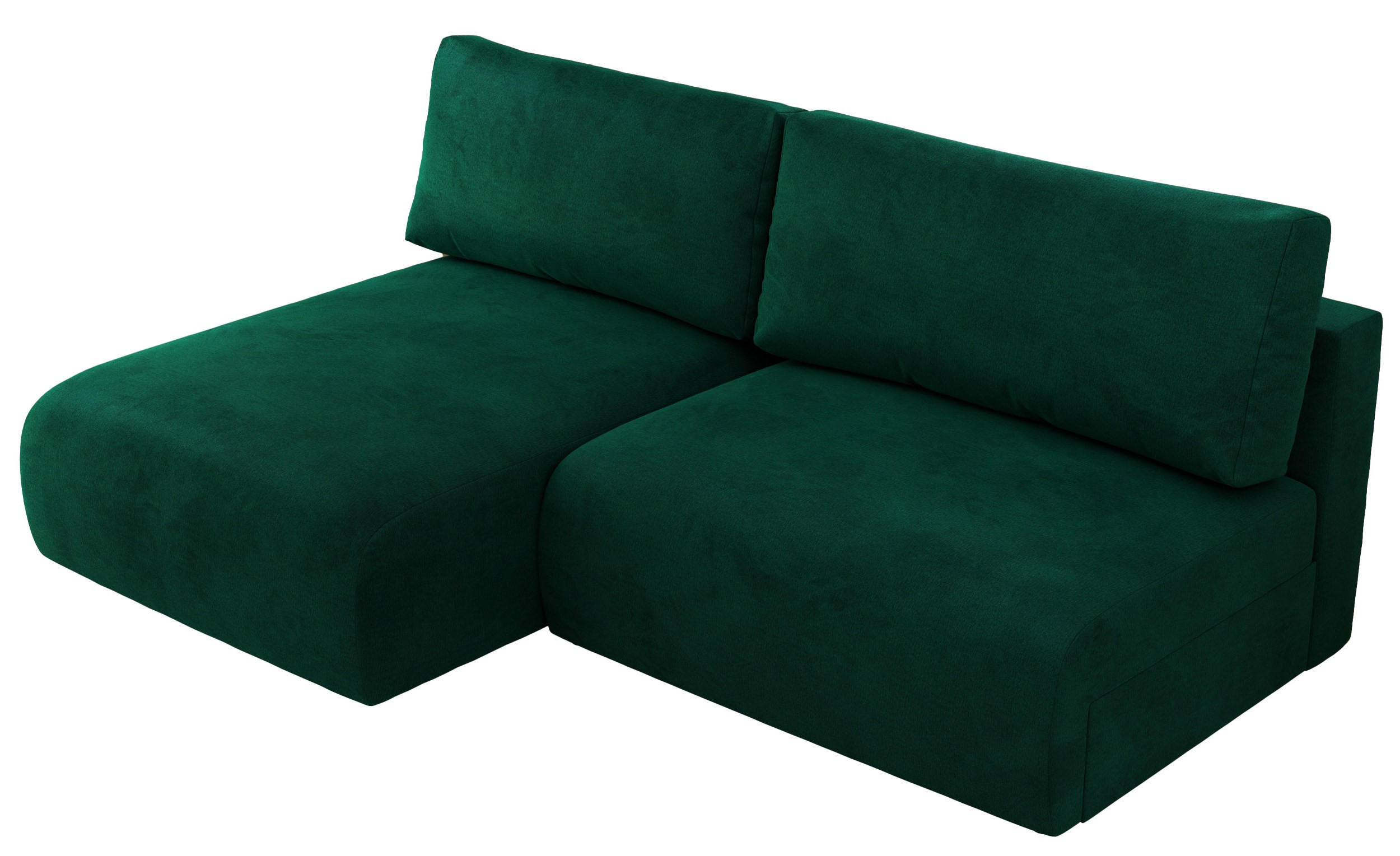ECKSCHLAFSOFA VIVO L Dunkelgrün Velvet - links - Dunkelgrün/Schwarz, Kunststoff/Textil (223/150cm) - MKS