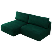 ECKSCHLAFSOFA VIVO L Dunkelgrün Velvet - links - Dunkelgrün/Schwarz, Kunststoff/Textil (223/150cm) - MKS