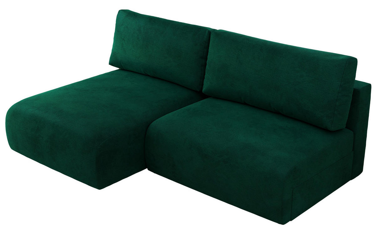 ECKSCHLAFSOFA VIVO L Dunkelgrün Velvet - links - Dunkelgrün/Schwarz, Kunststoff/Textil (223/150cm) - MKS