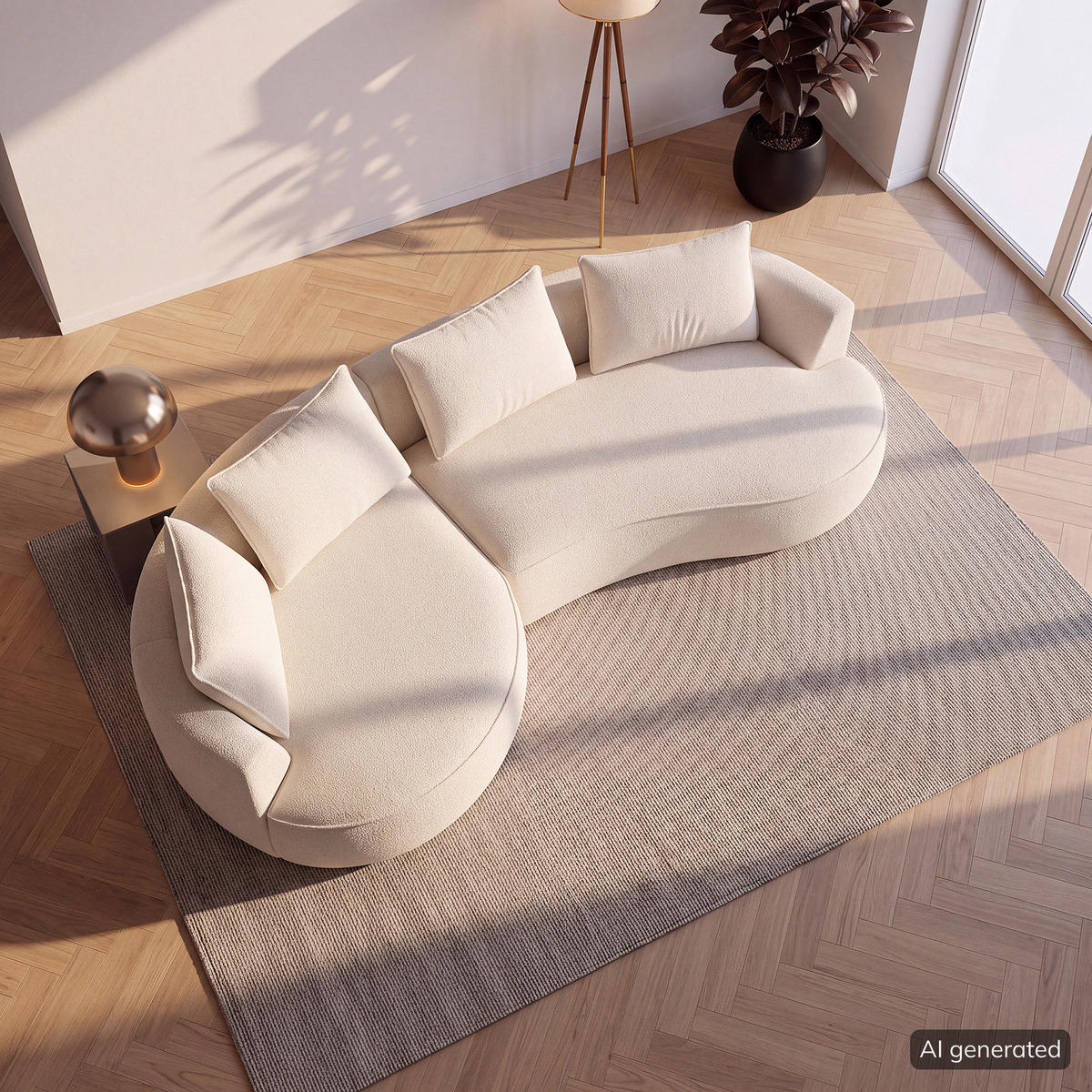 BIGSOFA - Creme/Schwarz, Kunststoff/Textil (322/82/154cm) - home24