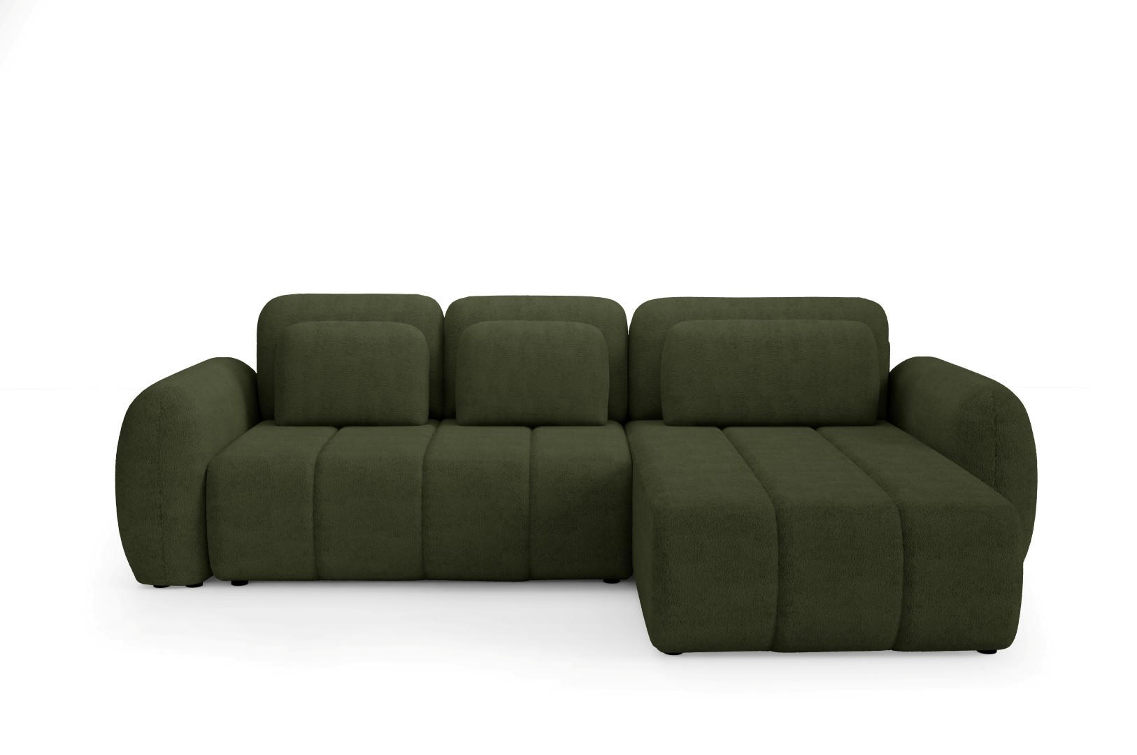 ECKSOFA mit Schlaffunktion Premium Grün - Schwarz/Grün, Holz/Holzwerkstoff (304/190cm) - Furnisell